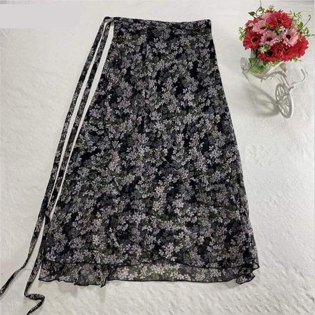 Floral Chiffon Wrap Maxi Skirt dylinoshop