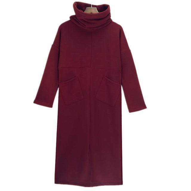 Loose Turtleneck Sweater Dress Buddha Trends