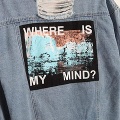 Where Is My Mind Ripped Denim Jacket Buddha Trends