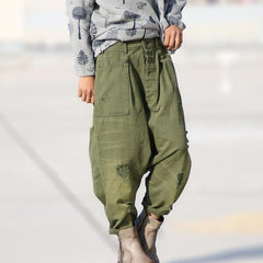 Vintage Distressed Denim Harem Pants Buddha Trends