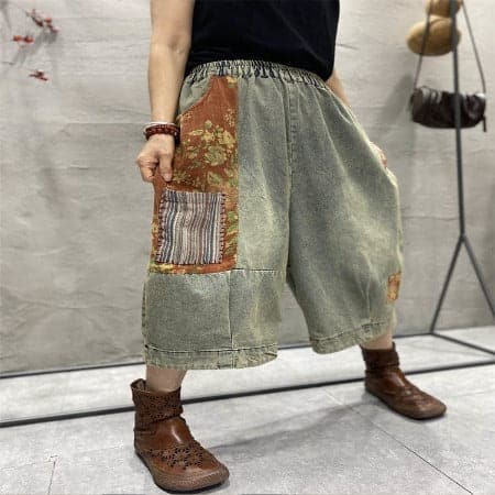 Floral Patchwork Hipster Jeans dylinoshop