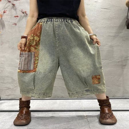 Floral Patchwork Hipster Jeans dylinoshop