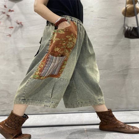 Floral Patchwork Hipster Jeans dylinoshop