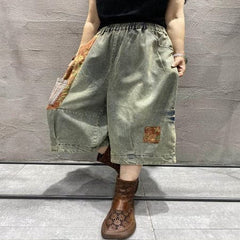 Floral Patchwork Hipster Jeans dylinoshop