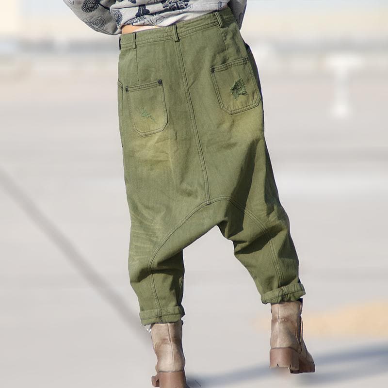 Vintage Distressed Denim Harem Pants Buddha Trends