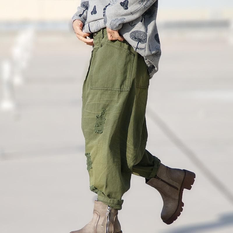 Vintage Distressed Denim Harem Pants Buddha Trends