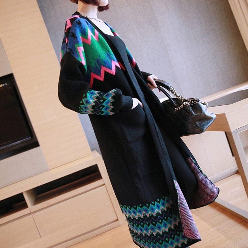 Colorful Long Sleeve Knitted Cardigan Sweater dylinoshop