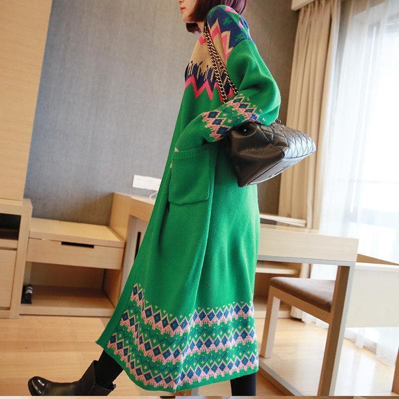 Colorful Long Sleeve Knitted Cardigan Sweater dylinoshop