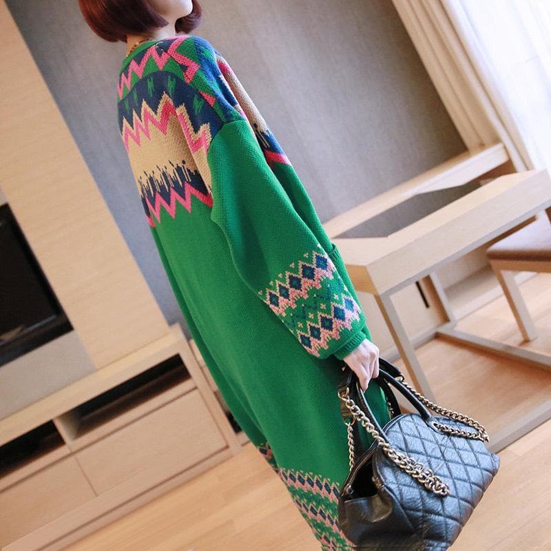 Colorful Long Sleeve Knitted Cardigan Sweater dylinoshop