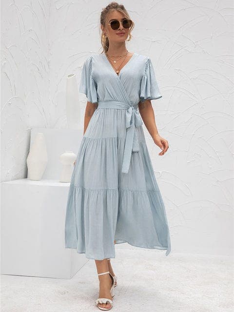 Annabella Solid Vintage Midi Dress Buddhatrends