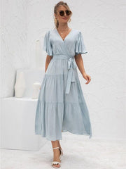 Annabella Solid Vintage Midi Dress Buddhatrends