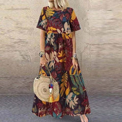 Adrian Vintage Floral Printed Dress Buddhatrends