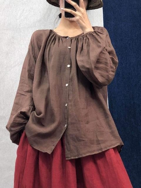 Vintage Loose Linen Blouses | Lotus Buddhatrends