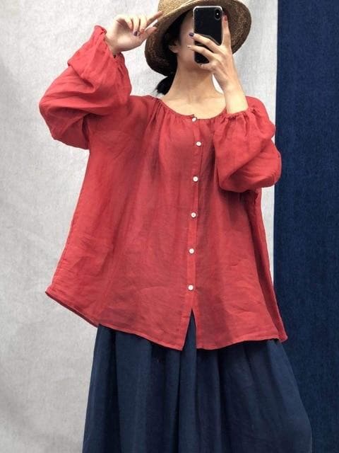 Vintage Loose Linen Blouses | Lotus Buddhatrends