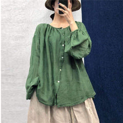 Vintage Loose Linen Blouses | Lotus Buddhatrends