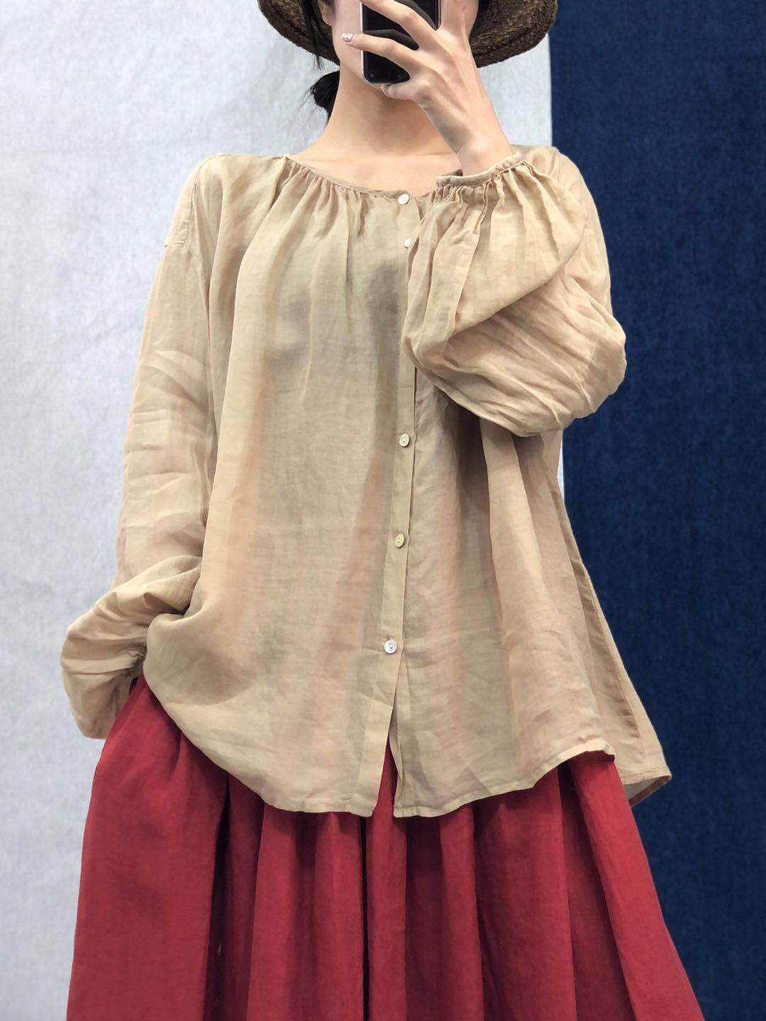 Vintage Loose Linen Blouses | Lotus Buddhatrends