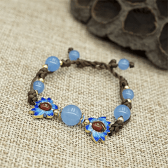 Blue Sunflower Chalcedony Stone Bracelet - Buddhatrends