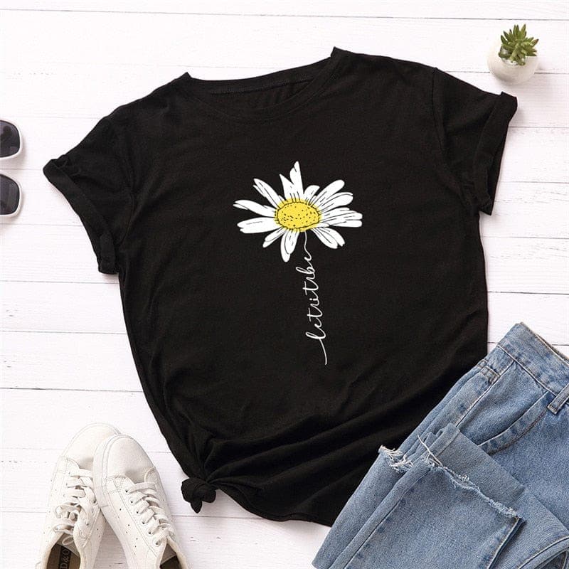 Daisy Printed Short Sleeve Tee Buddhatrends
