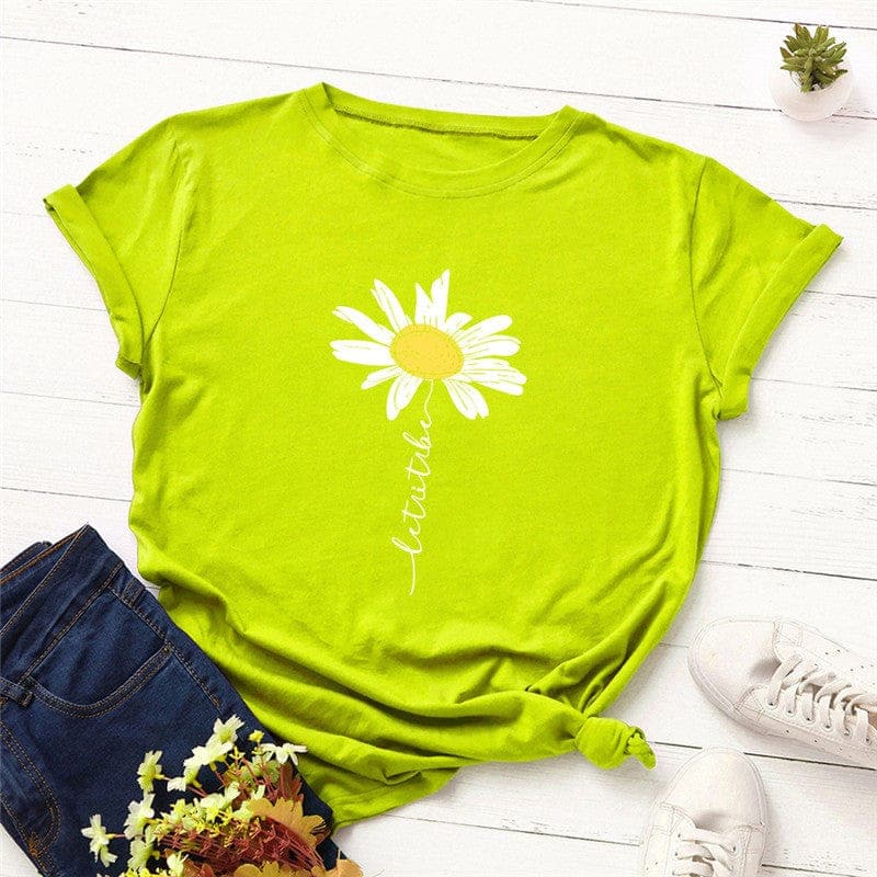 Daisy Printed Short Sleeve Tee Buddhatrends