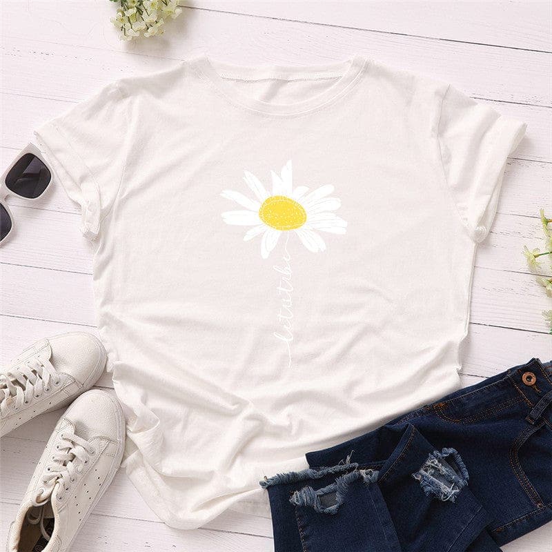 Daisy Printed Short Sleeve Tee Buddhatrends