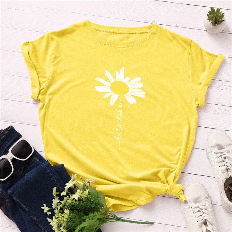 Daisy Printed Short Sleeve Tee Buddhatrends