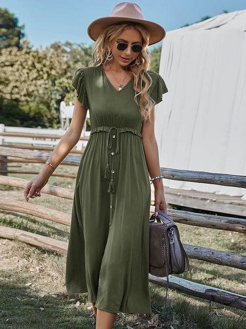 Prairie Chic Solid T-Shirt Dress Buddhatrends