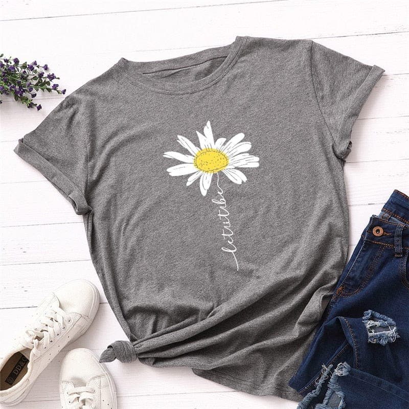 Daisy Printed Short Sleeve Tee Buddhatrends