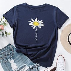 Daisy Printed Short Sleeve Tee Buddhatrends