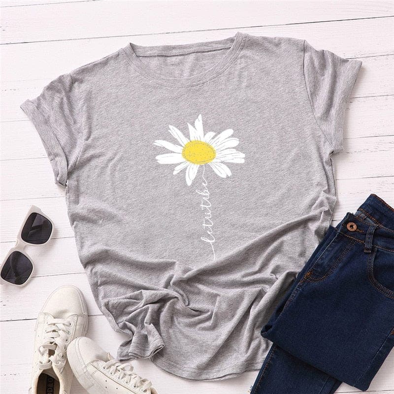 Daisy Printed Short Sleeve Tee Buddhatrends