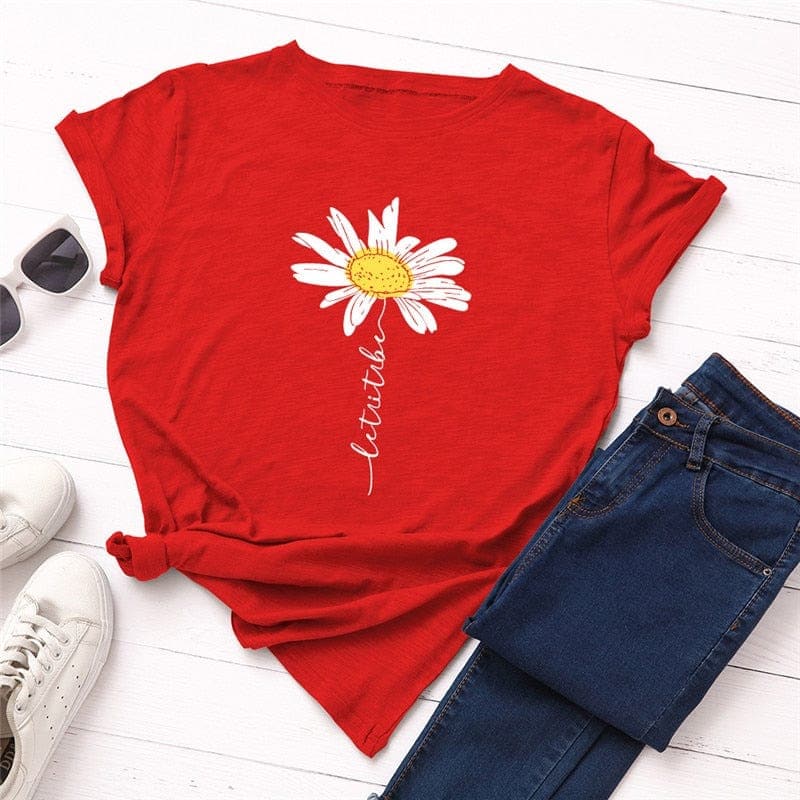 Daisy Printed Short Sleeve Tee Buddhatrends