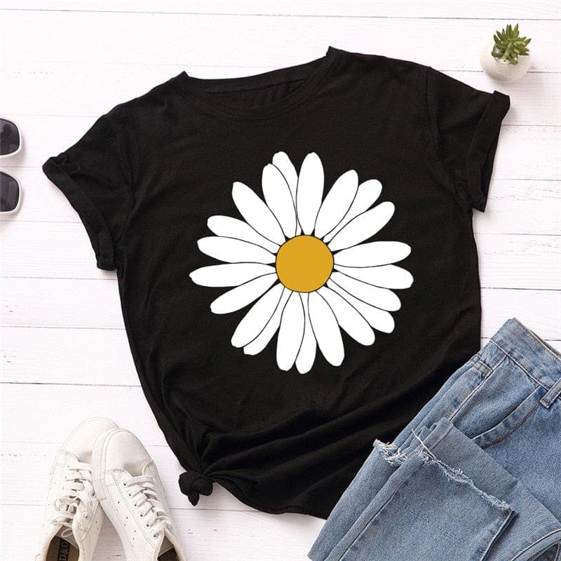 Vintage Daisy Flower Cotton Tee Buddhatrends