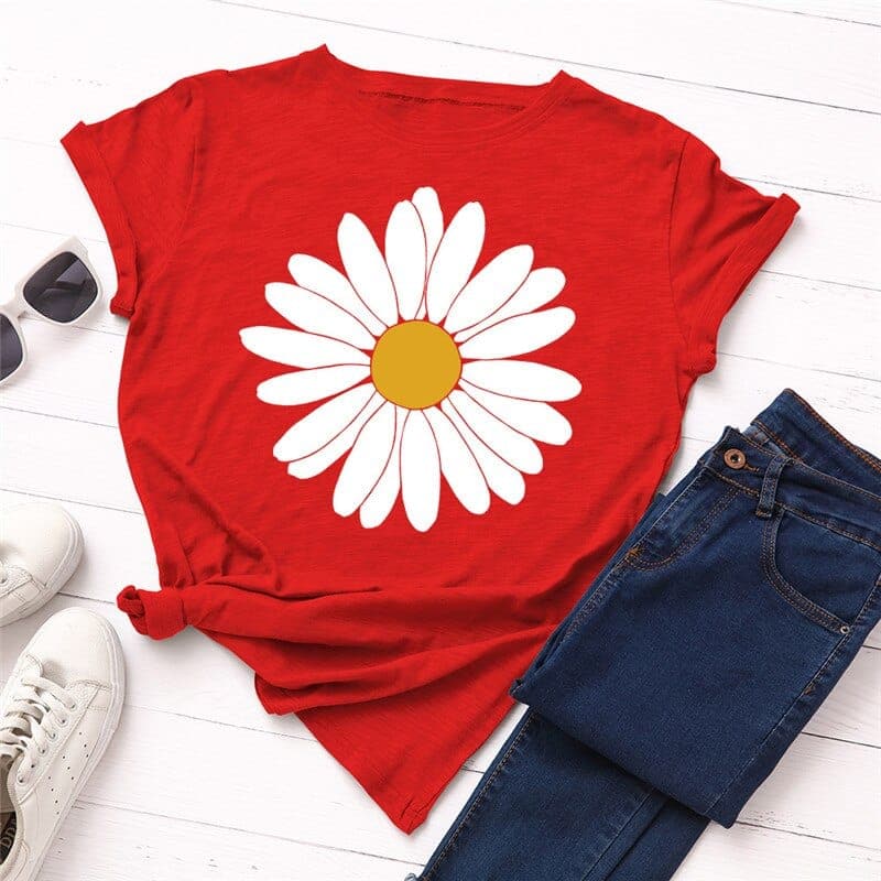 Vintage Daisy Flower Cotton Tee Buddhatrends