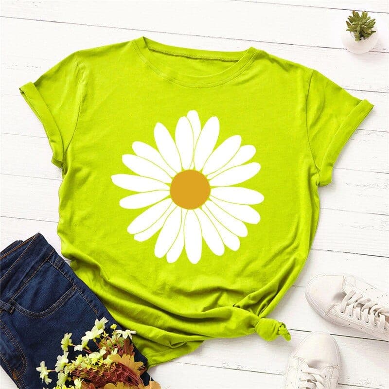 Vintage Daisy Flower Cotton Tee Buddhatrends