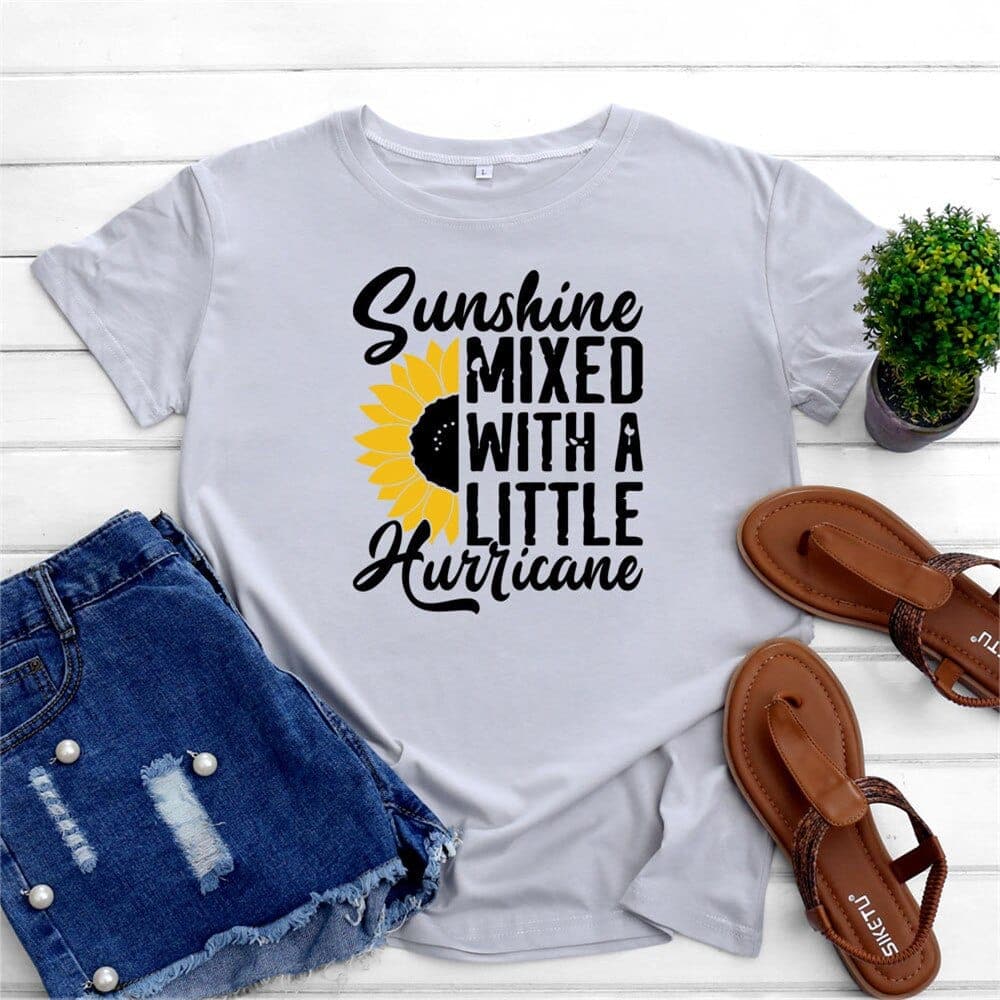 Sunshine & Hurricane Graphic Cotton T-shirts Buddhatrends