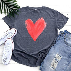 Graphic Printed Heart  O Neck Tee Buddhatrends