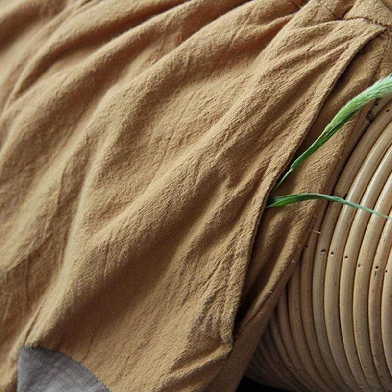 Loose Patchwork Cotton Linen Pants | Lotus Buddhatrends