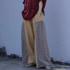 Loose Patchwork Cotton Linen Pants | Lotus Buddhatrends