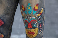 Rebels Geometric Embroidered Jeans Buddhatrends