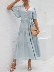 Annabella Solid Vintage Midi Dress Buddhatrends
