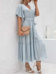 Annabella Solid Vintage Midi Dress Buddhatrends