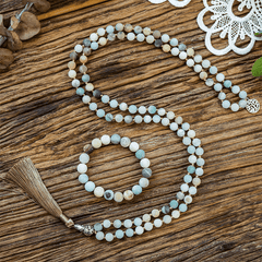 Matte Amazonite 108 Mala Beads Set Buddhatrends