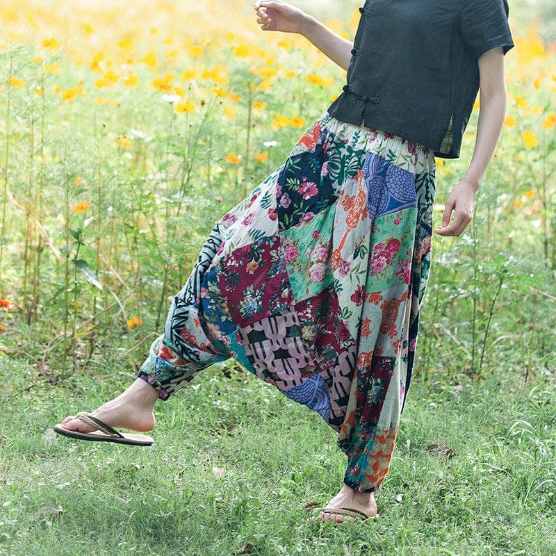 Multicolor Patchwork Harem Pants Buddhatrends