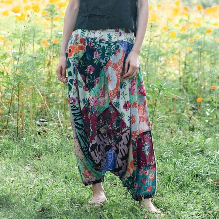 Multicolor Patchwork Harem Pants Buddhatrends