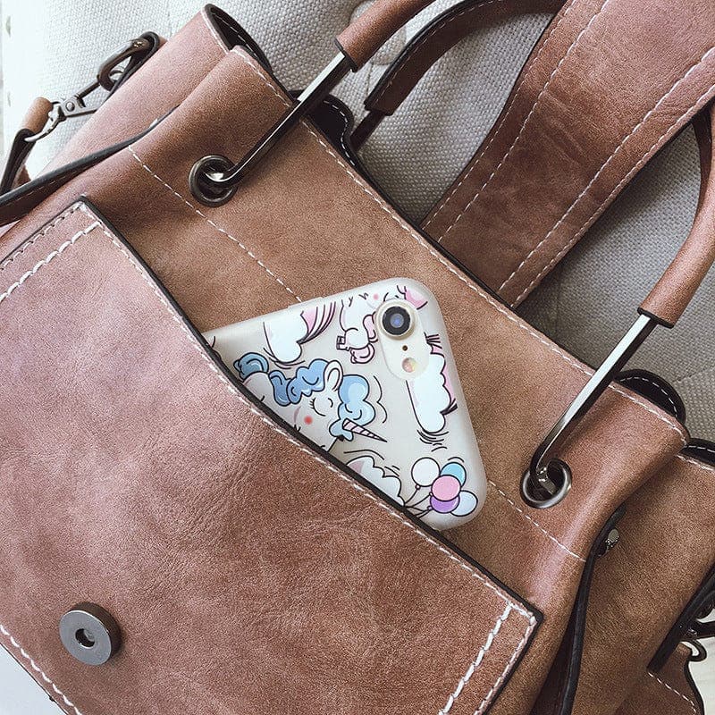 PU Leather Crossbody Tote Buddhatrends
