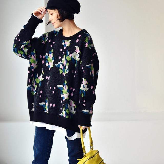Angela Vintage Floral Sweater Buddhatrends