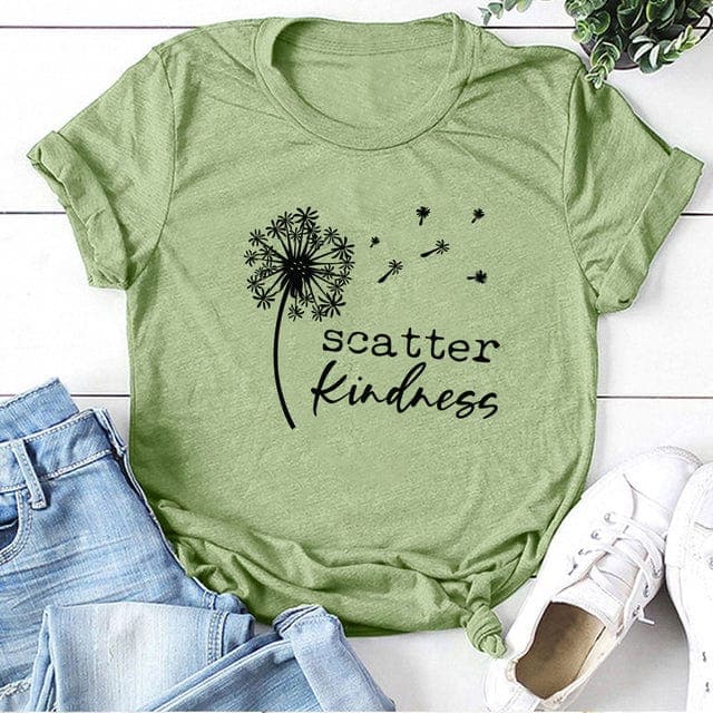 Scatter Kindness Graphic Summer T-shirt Buddhatrends