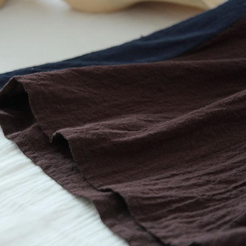 Loose Patchwork Cotton Linen T-Shirt | Lotus Buddhatrends