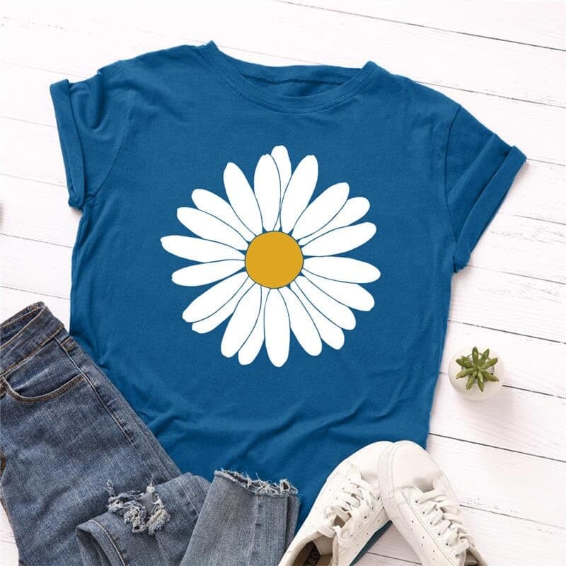 Vintage Daisy Flower Cotton Tee Buddhatrends