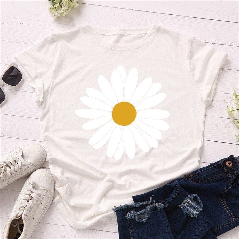 Vintage Daisy Flower Cotton Tee Buddhatrends