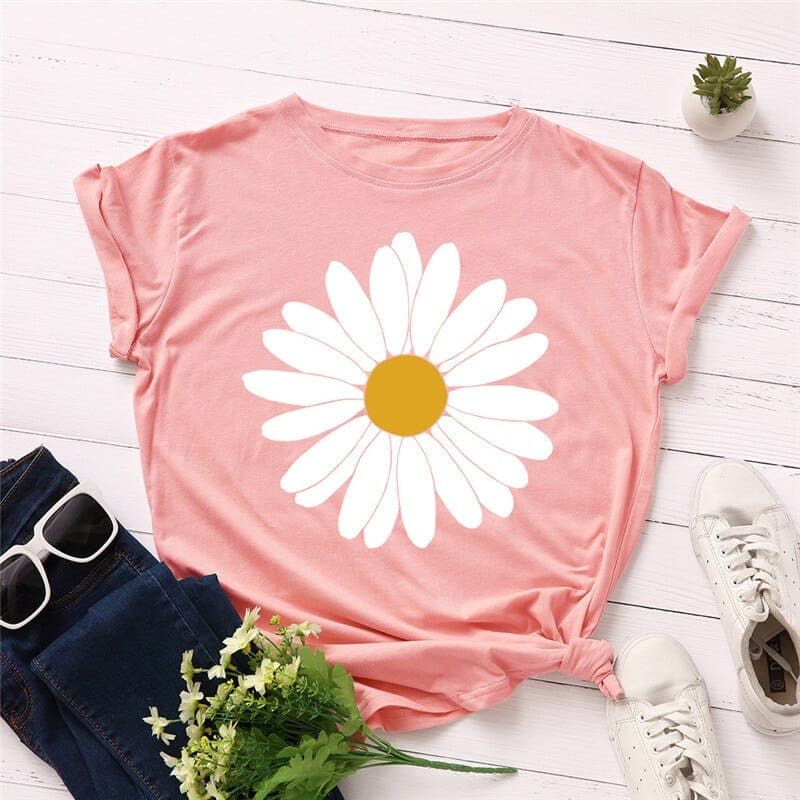 Vintage Daisy Flower Cotton Tee Buddhatrends